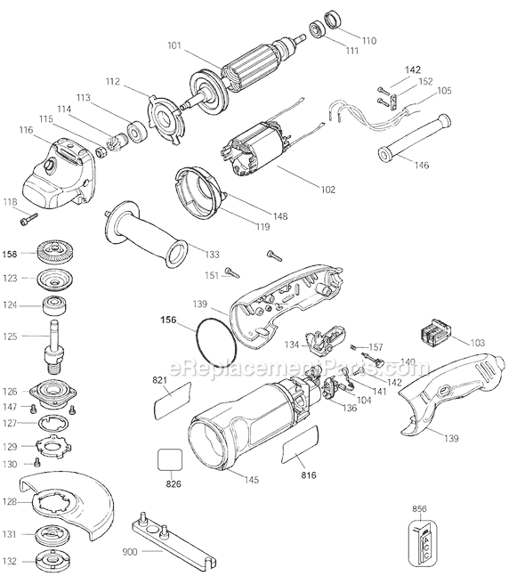 Page A Diagram and Parts List for QP650 Type 1 Black and Decker Angle Grinder